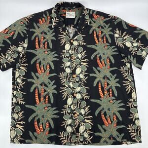 Vintage Diamond Head Hawiian Shirt Men XL Rayon Sportswear Camp Palm Tree Floral